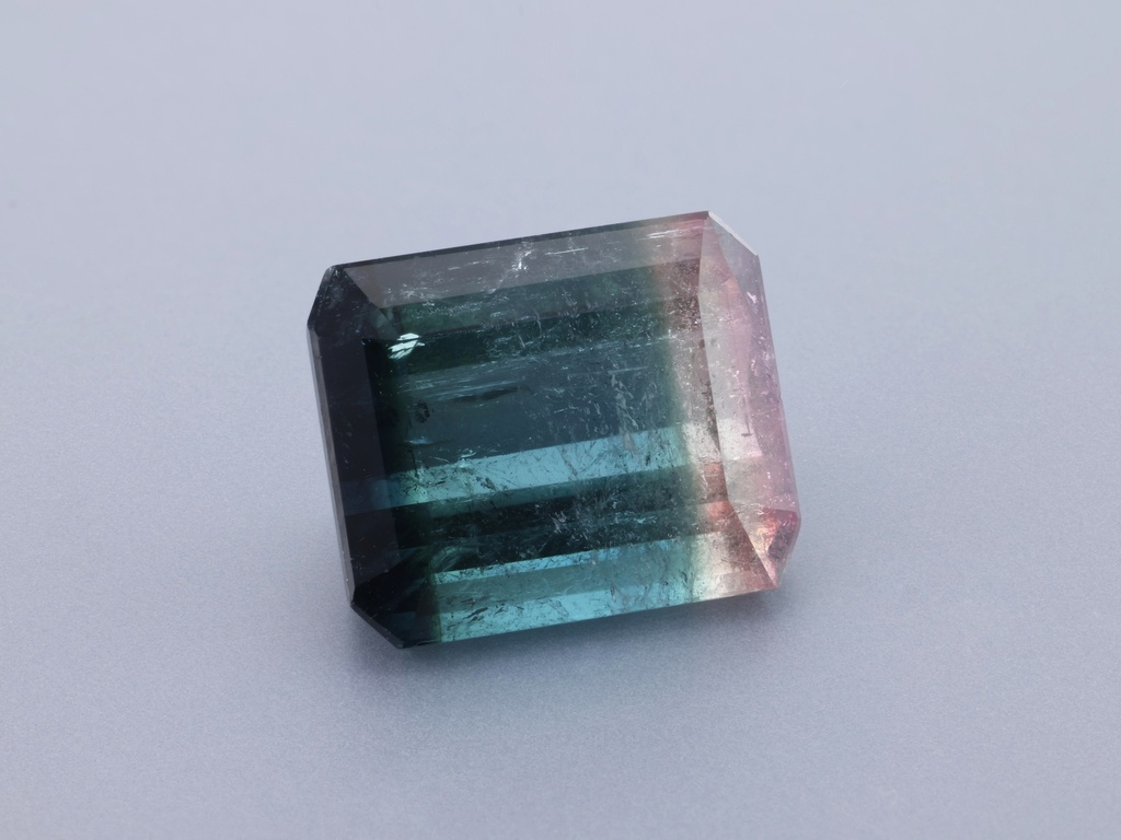 Tri Colour Tourmaline 13.1x10.85mm Emerald Cut