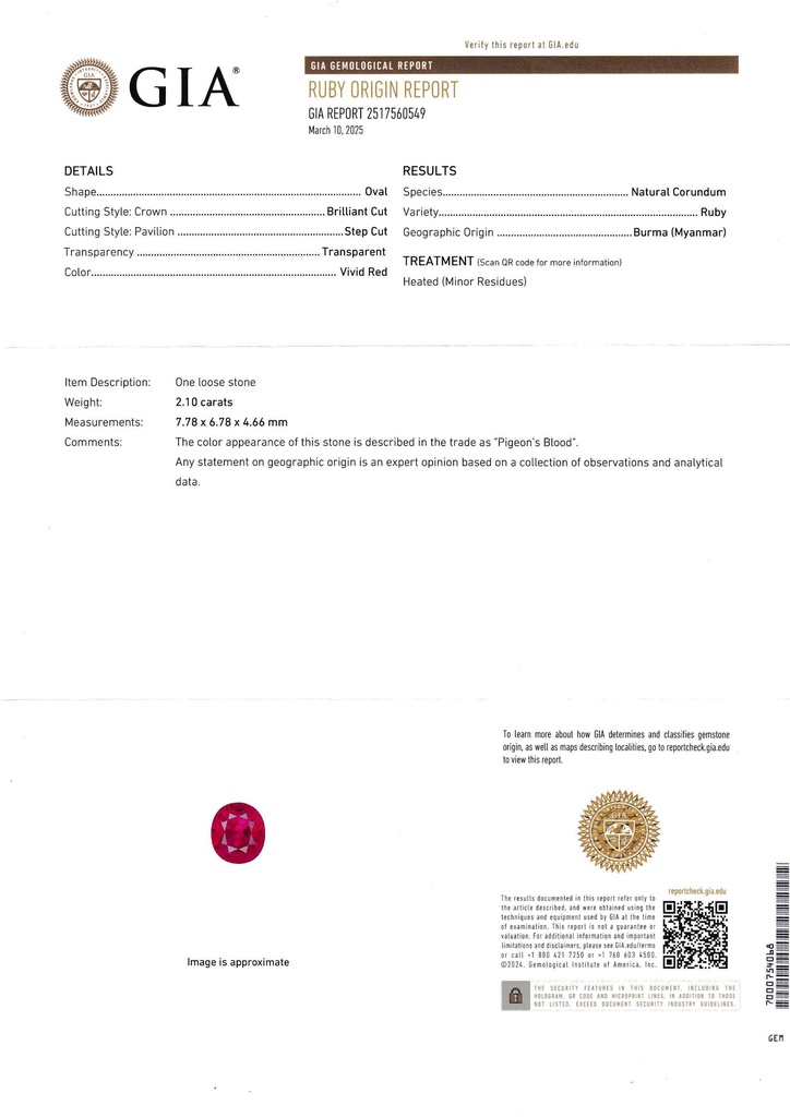 Burmese Ruby 7.8x6.8mm Oval