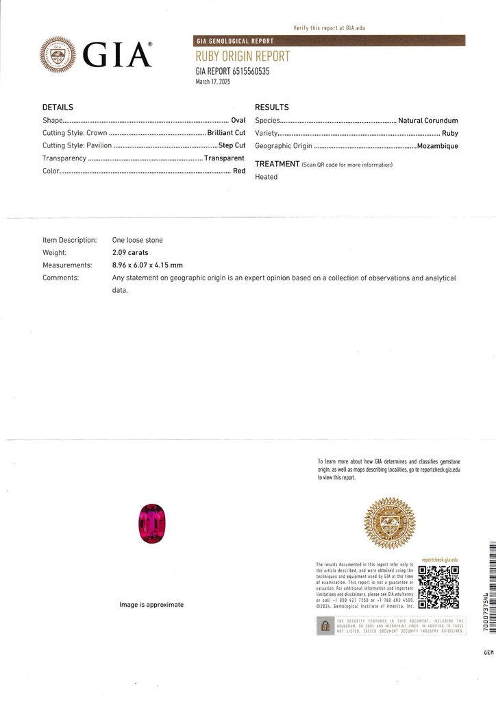 Mozambique Ruby 8.9x6mm Oval