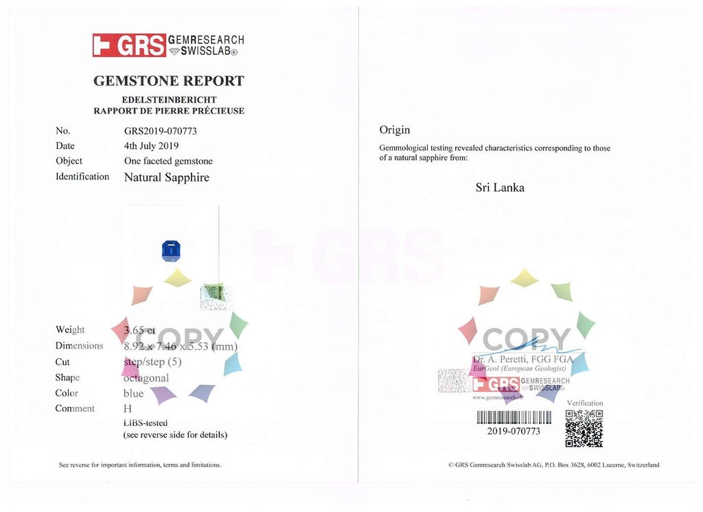 Ceylon Sapphire 8.9x7.5mm Emerald Cut Blue