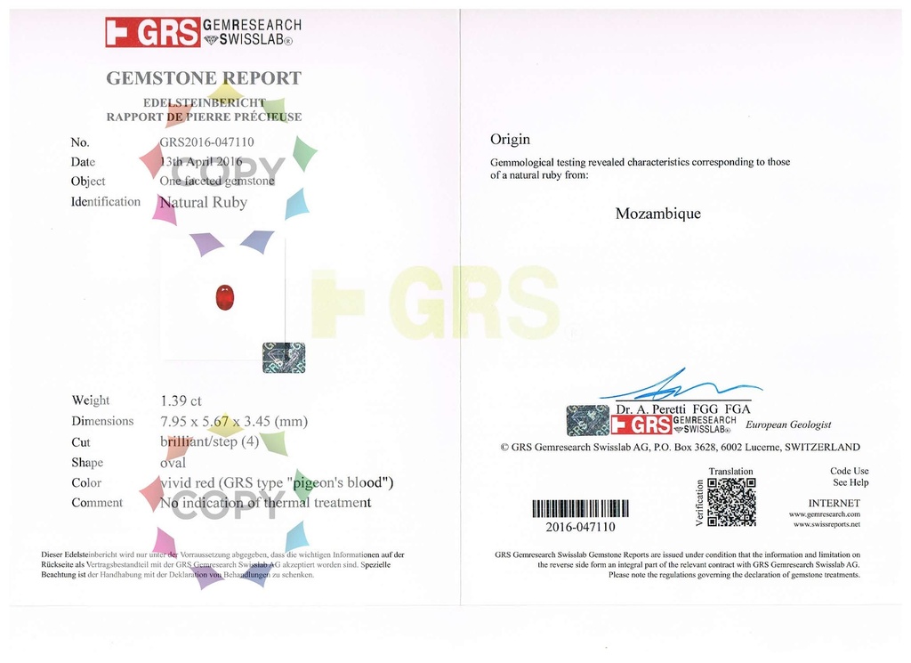 Mozambique Ruby 7.95x5.67mm Oval UNHEATED