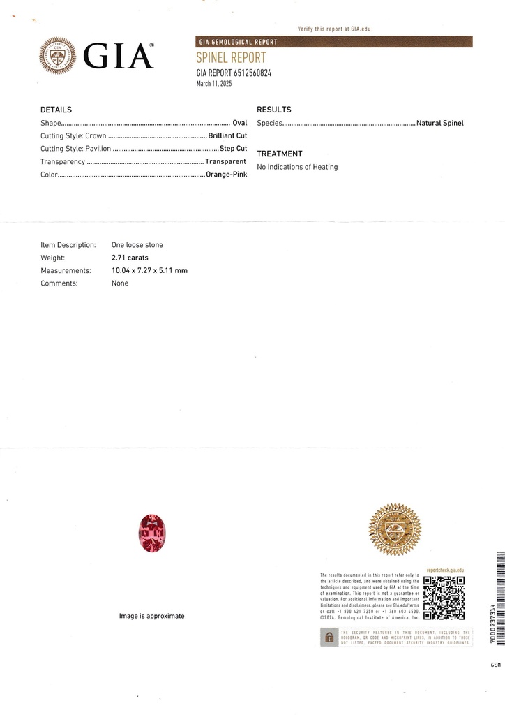Spinel 10.04x7.27mm Oval Orange Pink