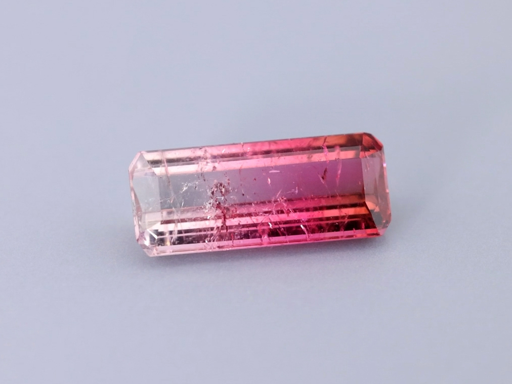 Bi Colour Tourmaline 17x7.1mm Emerald Cut