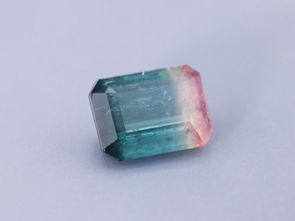 Tri Colour Tourmaline 13.6x10.5mm Emerald Cut