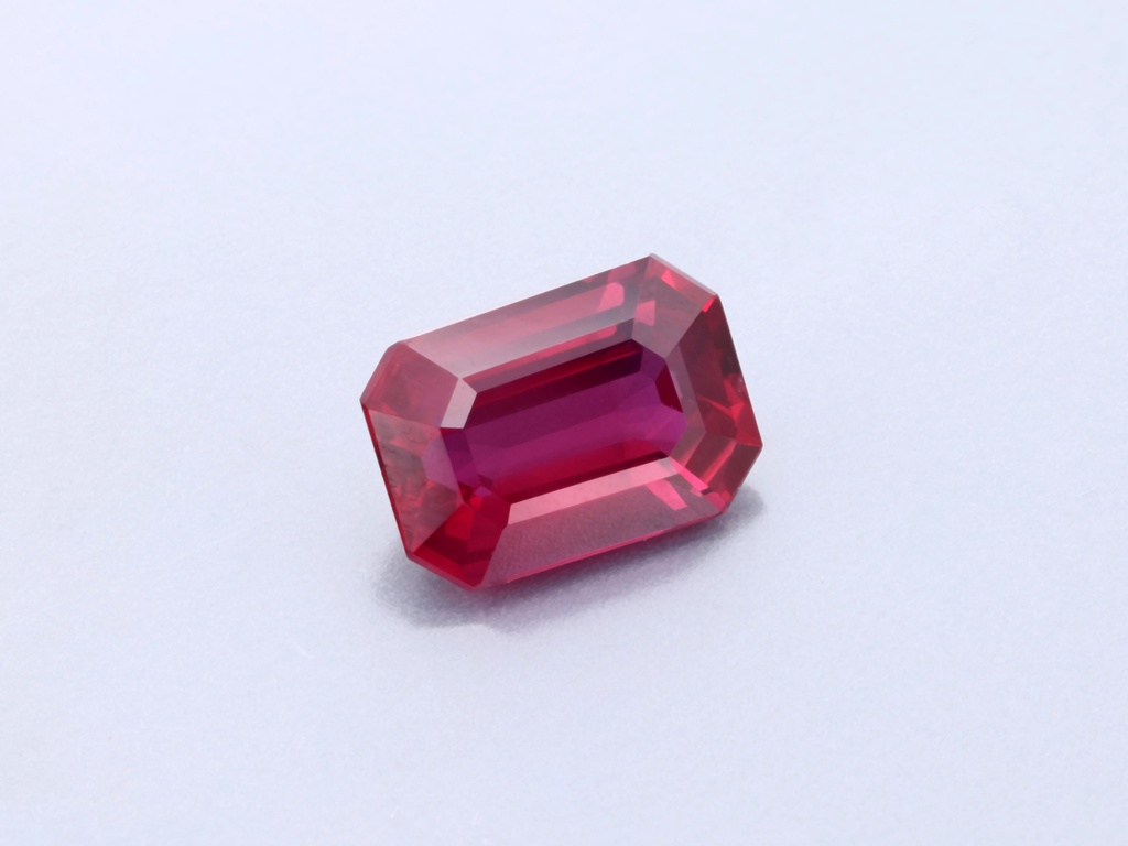 [RROS0705X1] Ruby 6.89 x 4.85 x 2.85mm Emerald Cut Bright Red Burmese