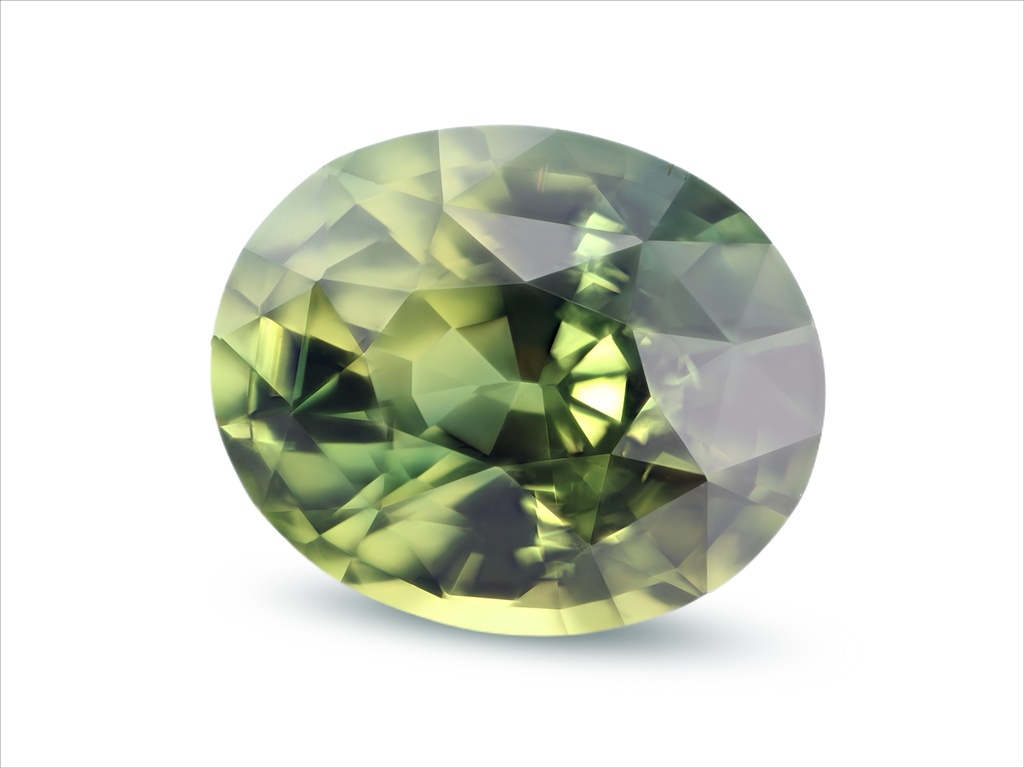 Parti Sapphire 10.28x8.41mm Oval Yellow Green UNHEATED